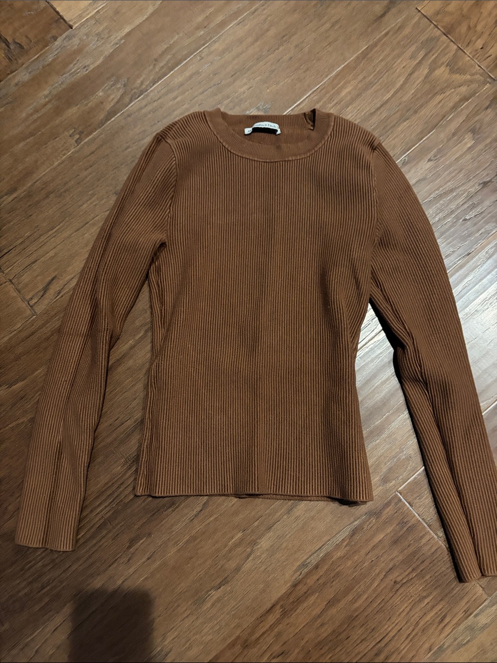 Abercrombie & Fitch Ribbed Crewneck Long-Sleeve Top - Brown
